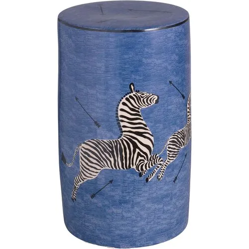 Zebra Scalamandre Garden Stool - Blue - Port 68