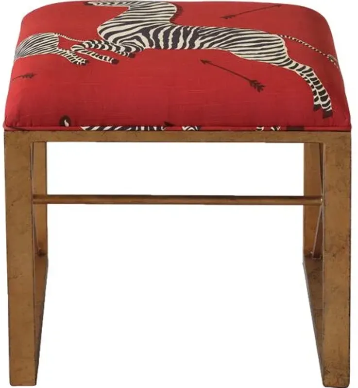 Medallion Zebra Scalamandre Left Facing Single Bench - Red/Gold - Port 68