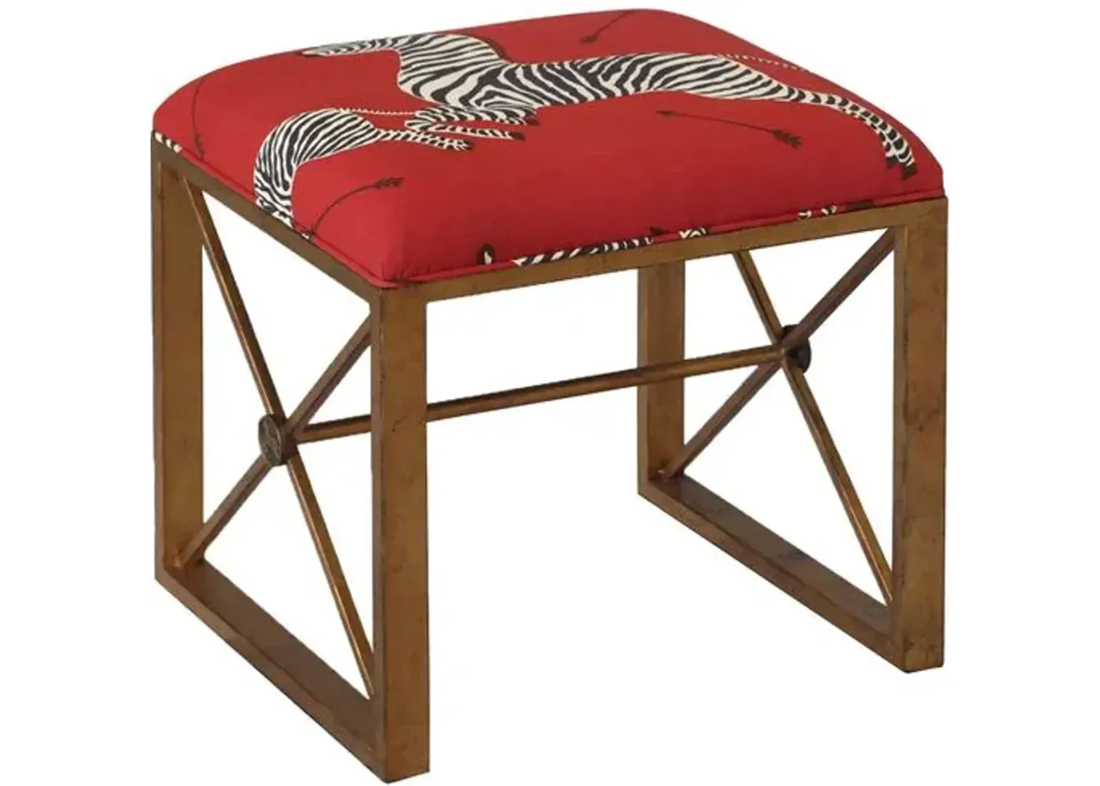 Medallion Zebra Scalamandre Left Facing Single Bench - Red/Gold - Port 68