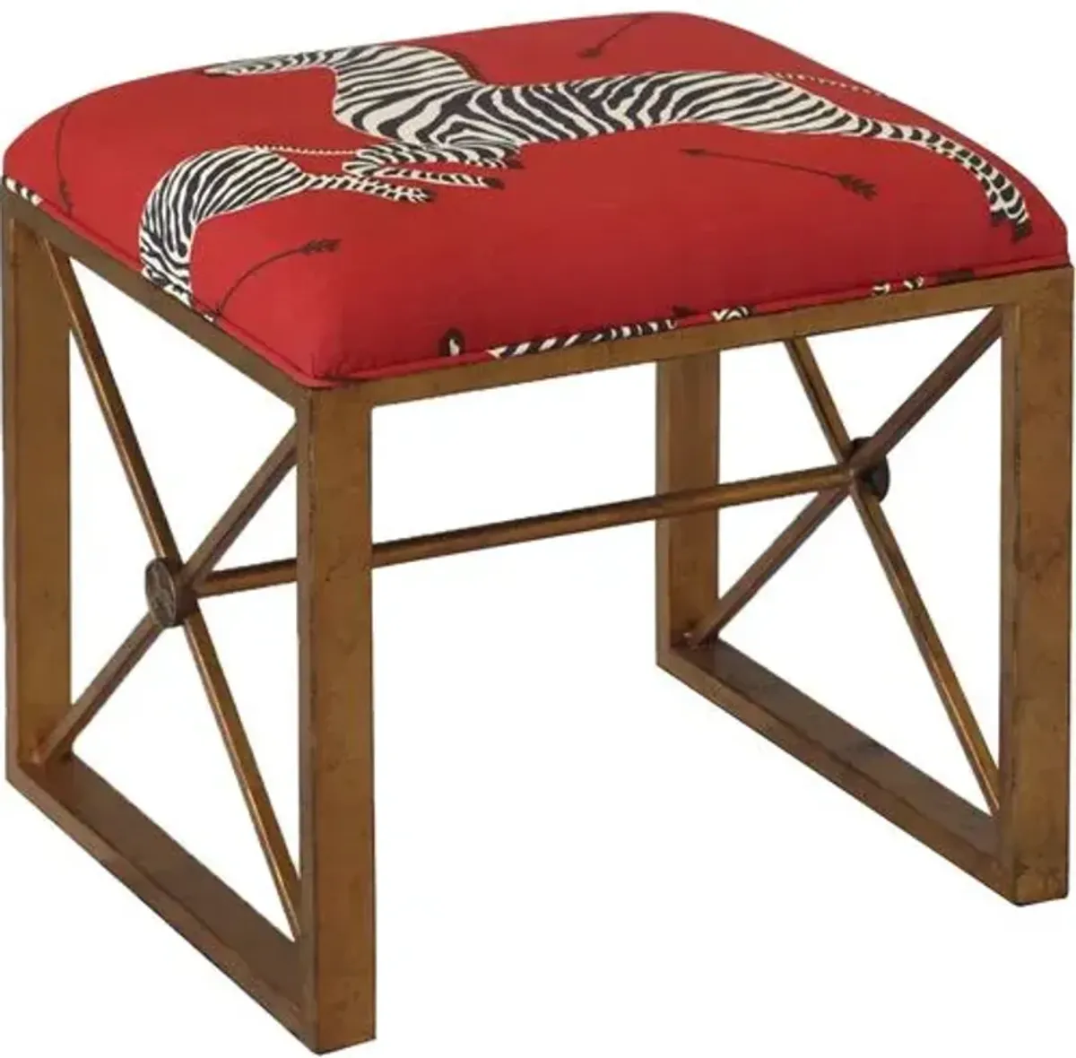 Medallion Zebra Scalamandre Left Facing Single Bench - Red/Gold - Port 68