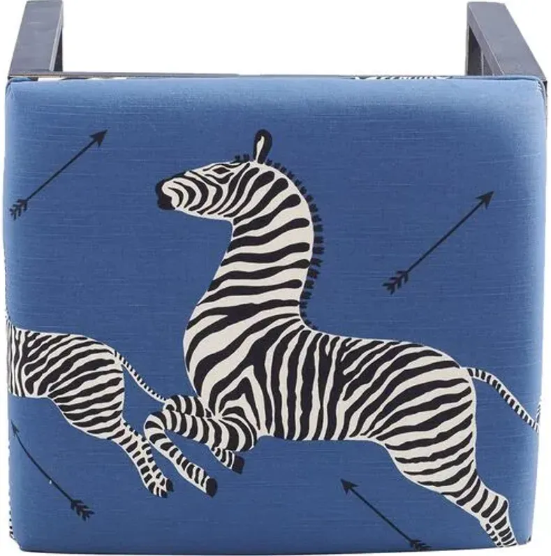 Medallion Zebra Scalamandr Left Facing Single Bench - Blue/Black - Port 68