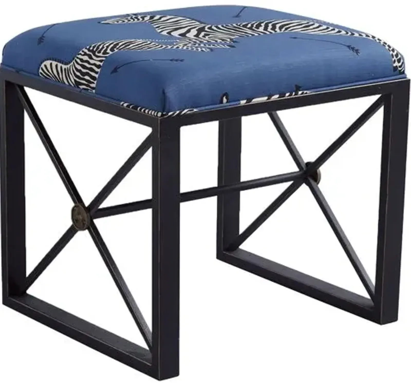 Medallion Zebra Scalamandr Left Facing Single Bench - Blue/Black - Port 68