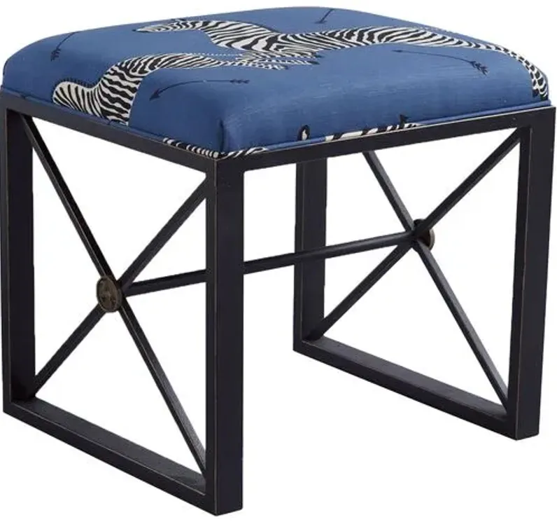 Medallion Zebra Scalamandr Left Facing Single Bench - Blue/Black - Port 68