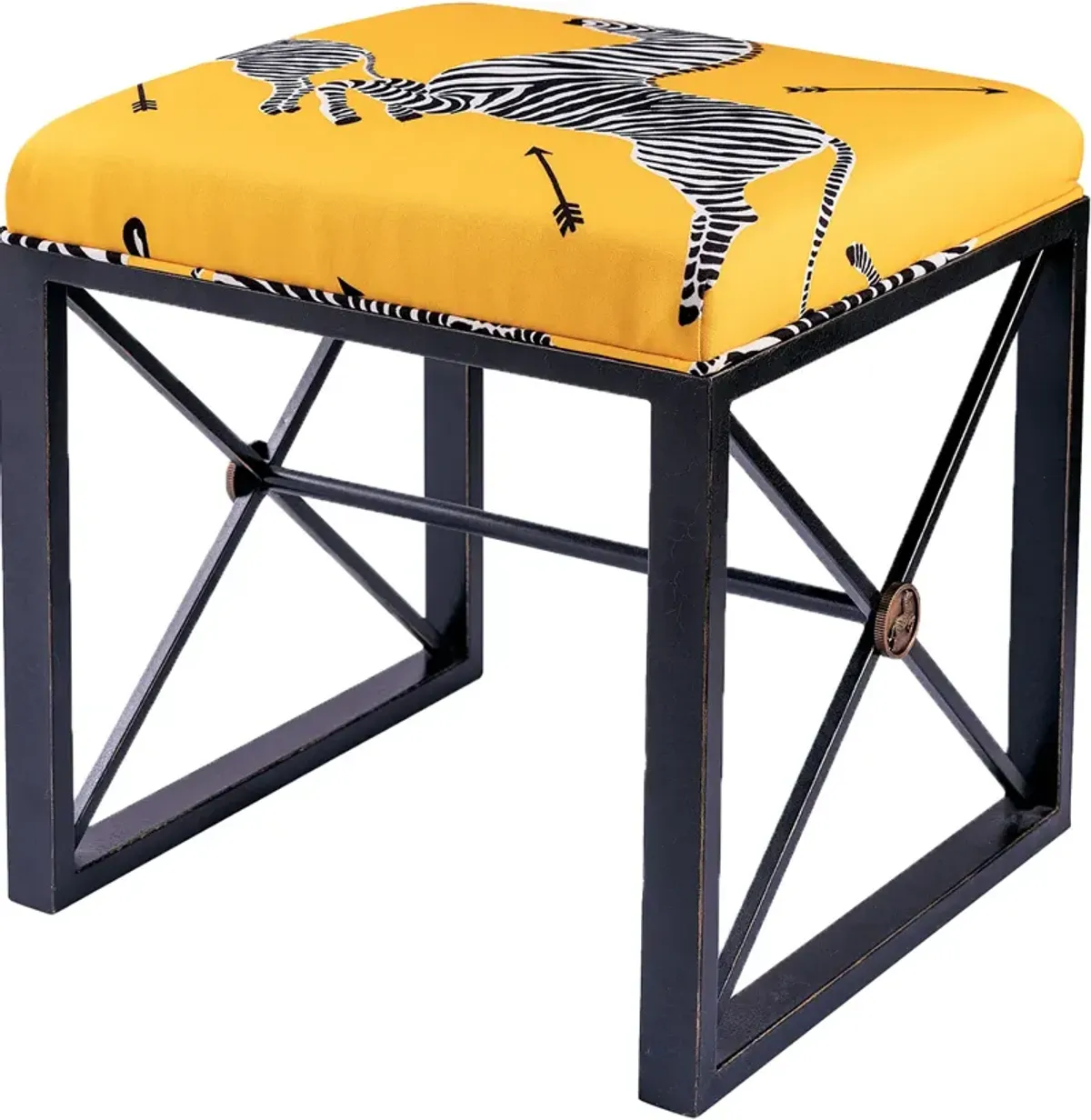 Medallion Zebra Scalamandr Left Facing Single Bench, Yellow/Black