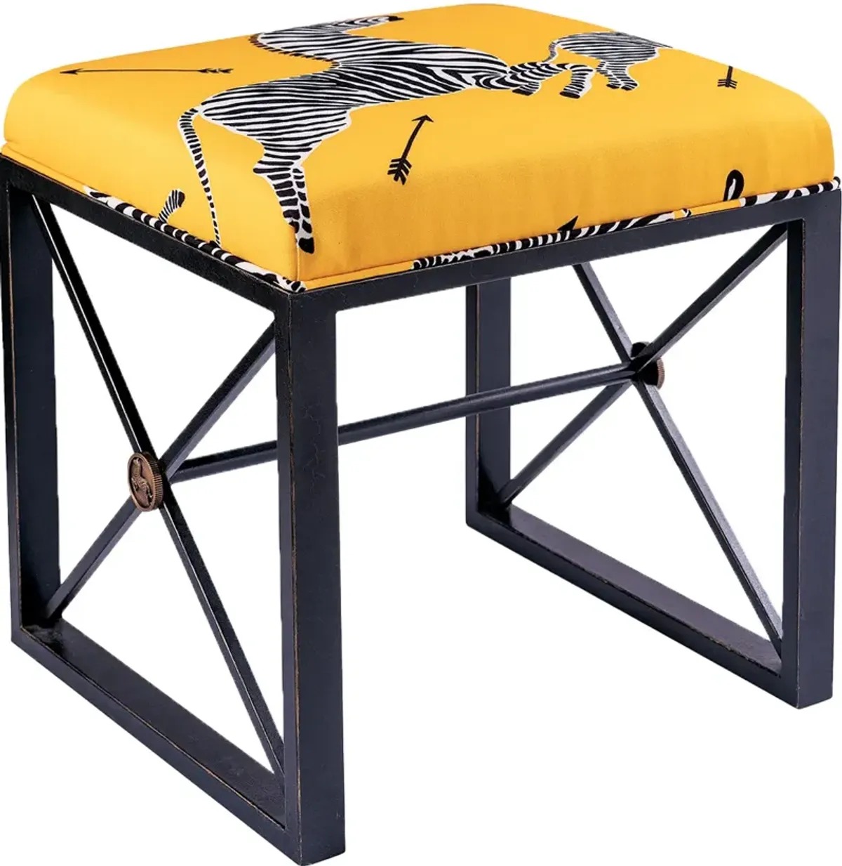 Medallion Zebra Scalamandre Right Facing Single Bench, Yellow/Black