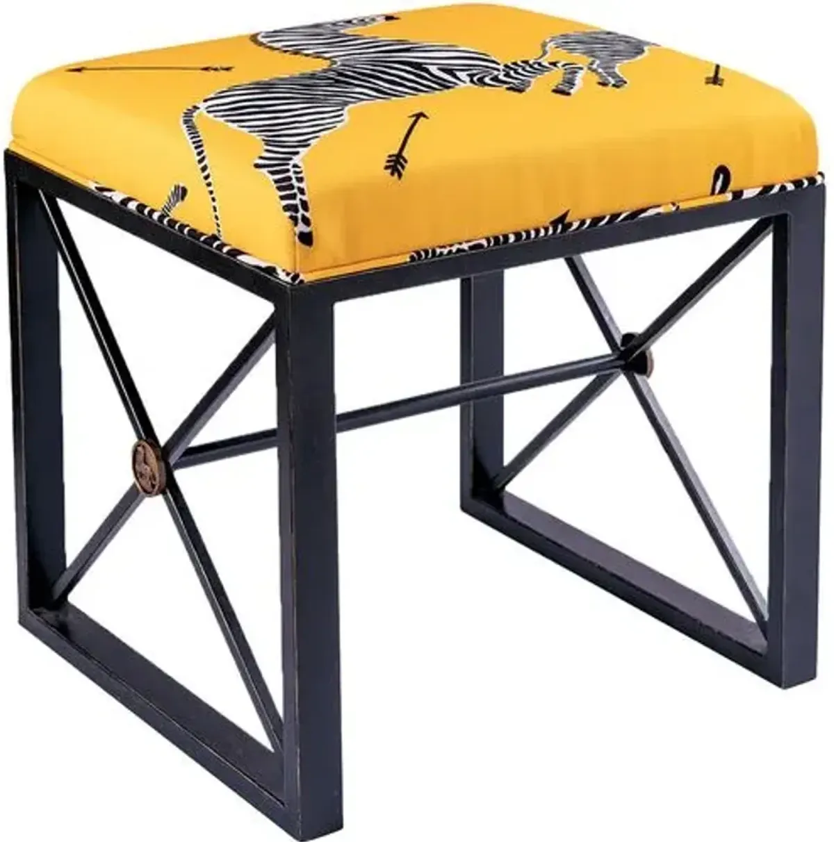 Medallion Zebra Scalamandre Right Facing Single Bench - Yellow/Black - Port 68