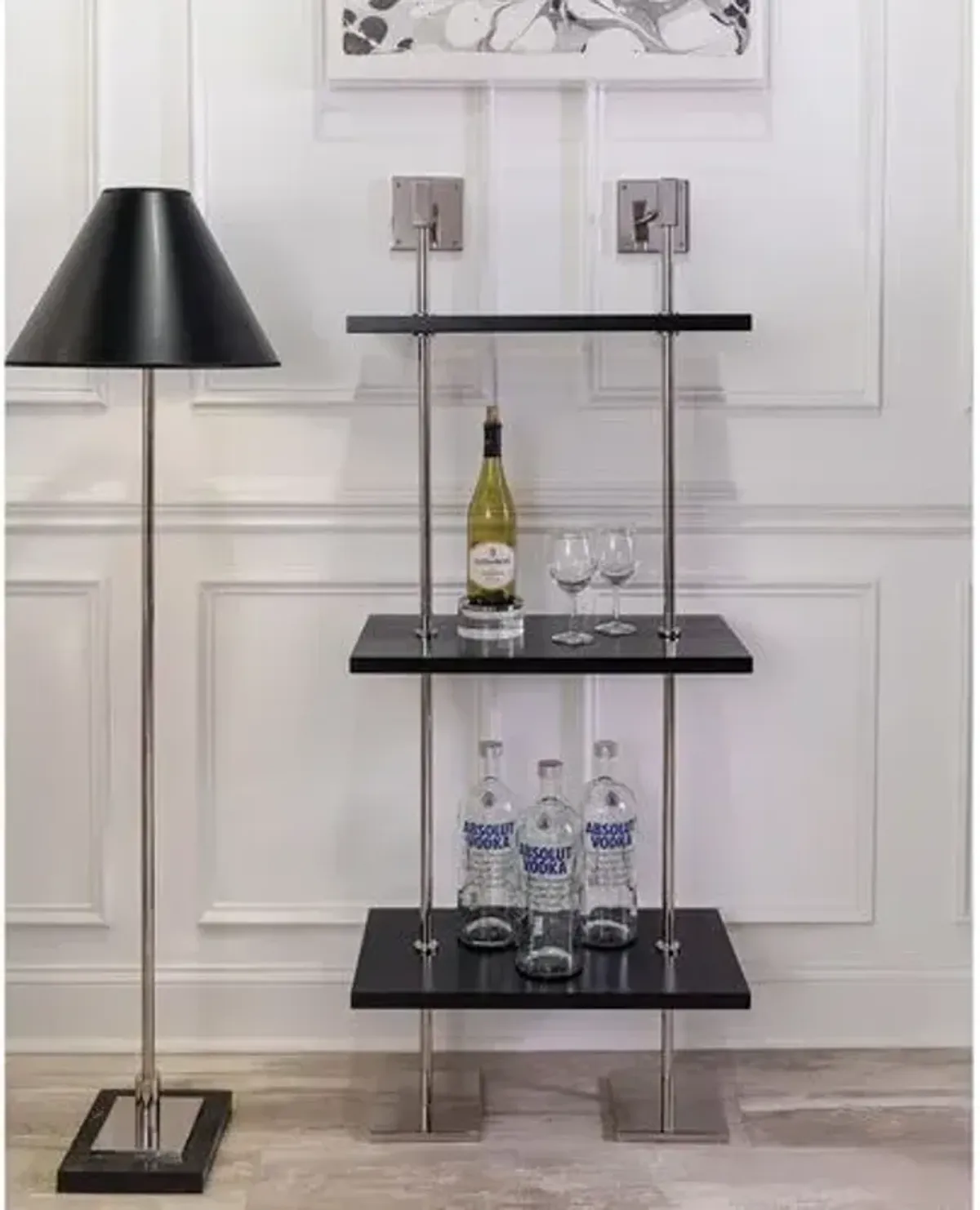 Marais 3-Tier Narrow Wall Shelf - Black/Nickel - Port 68