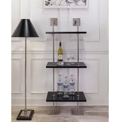 Marais 3-Tier Narrow Wall Shelf - Black/Nickel - Port 68