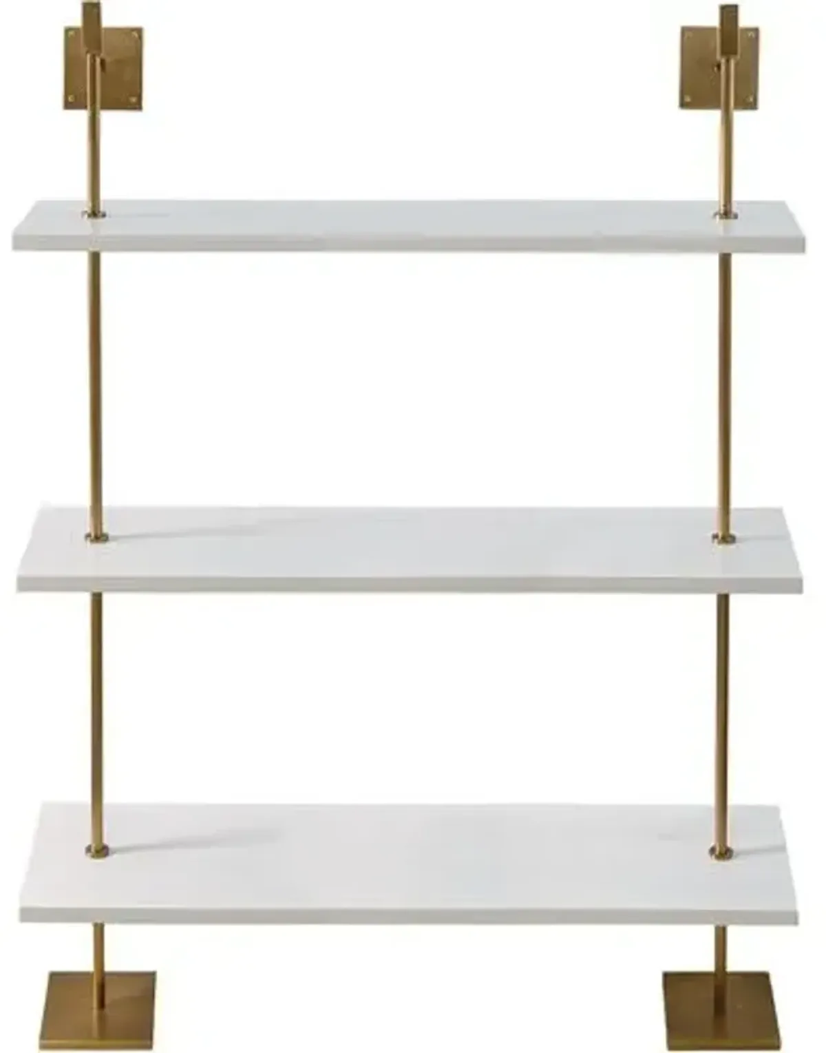 Marais 3-Tier Wide Wall Shelf - White/Aged Brass - Port 68