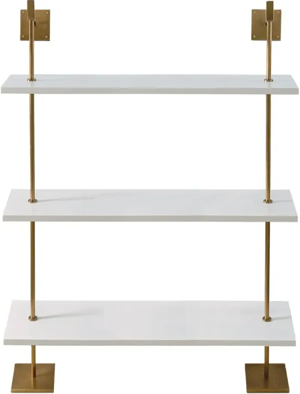 Marais 3-Tier Wide Wall Shelf - White/Aged Brass - Port 68