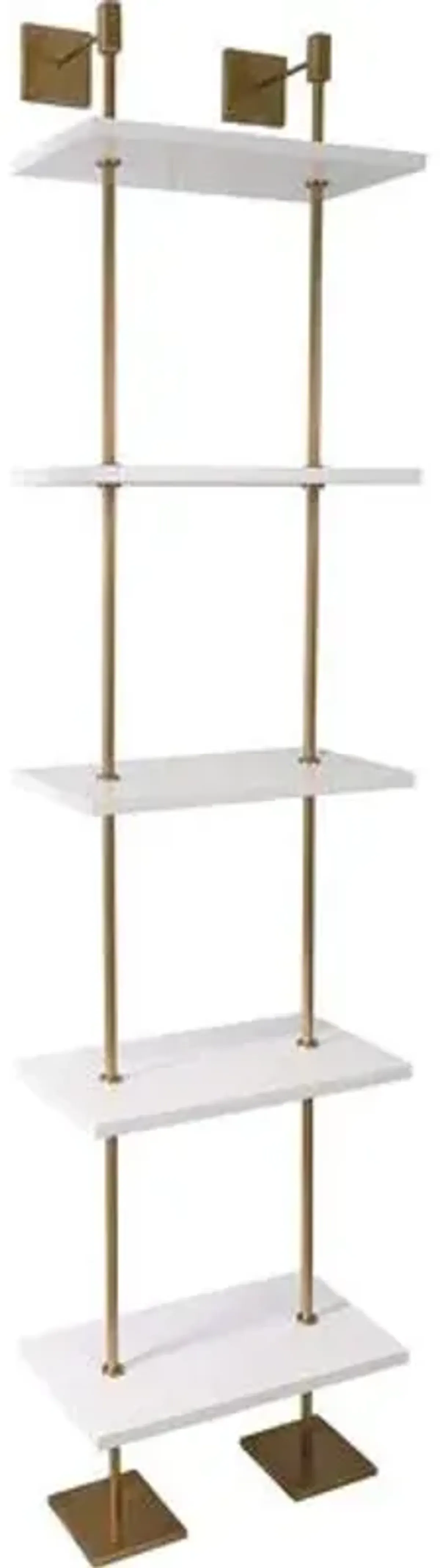 Marais 3-Tier Narrow Wall Shelf - White/Aged Brass - Port 68