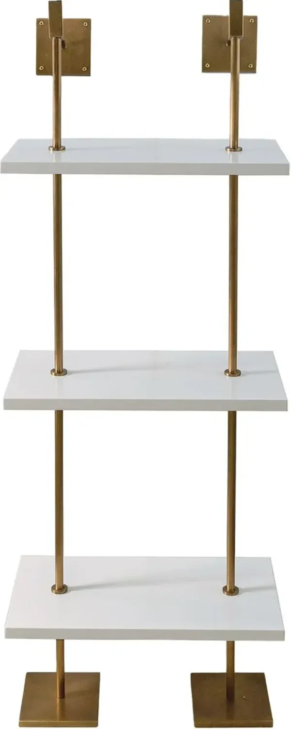 Marais 3-Tier Narrow Wall Shelf - White/Aged Brass - Port 68