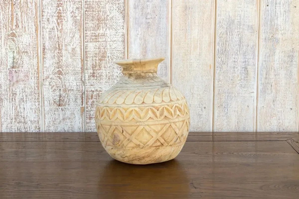 Farmhouse Carved Naga Water Pot - de-cor - Brown