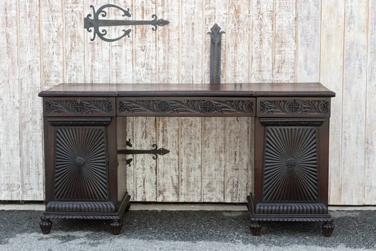 Carved Rosewood Colonial Sideboard - de-cor - Brown