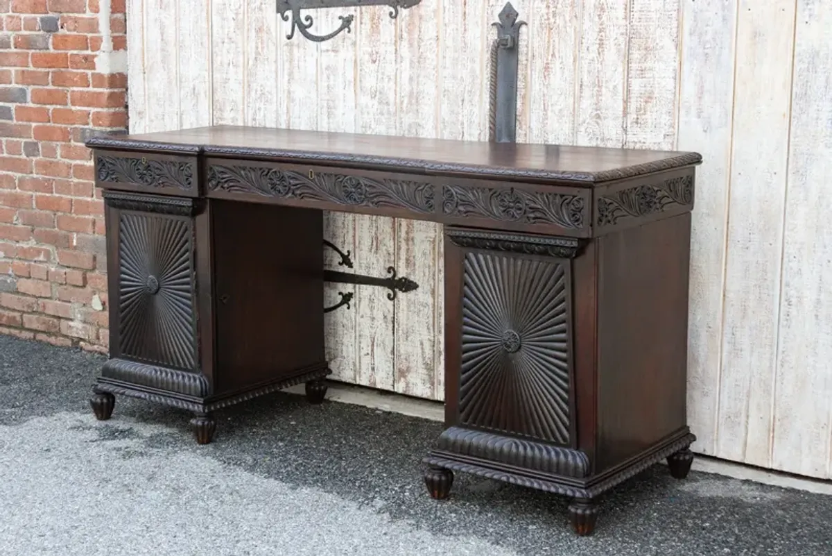Carved Rosewood Colonial Sideboard - de-cor - Brown