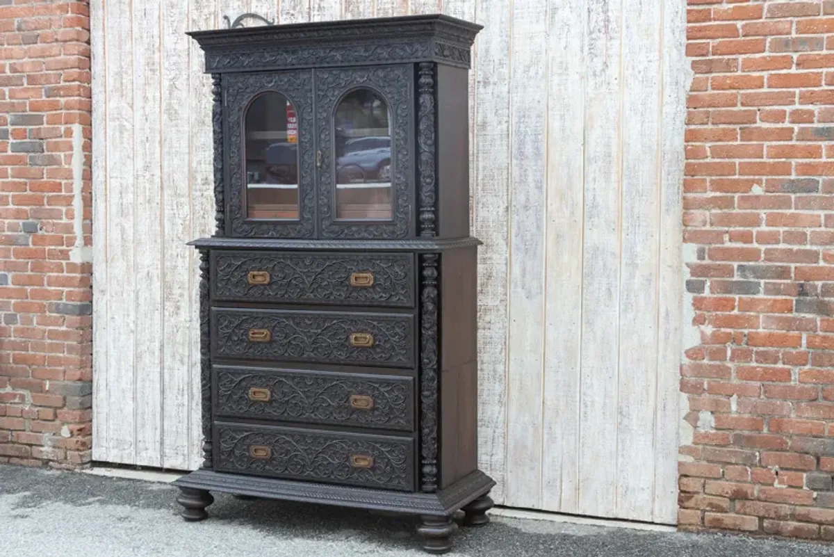 Antique Anglo-Indian Secretary Cabinet - de-cor - black