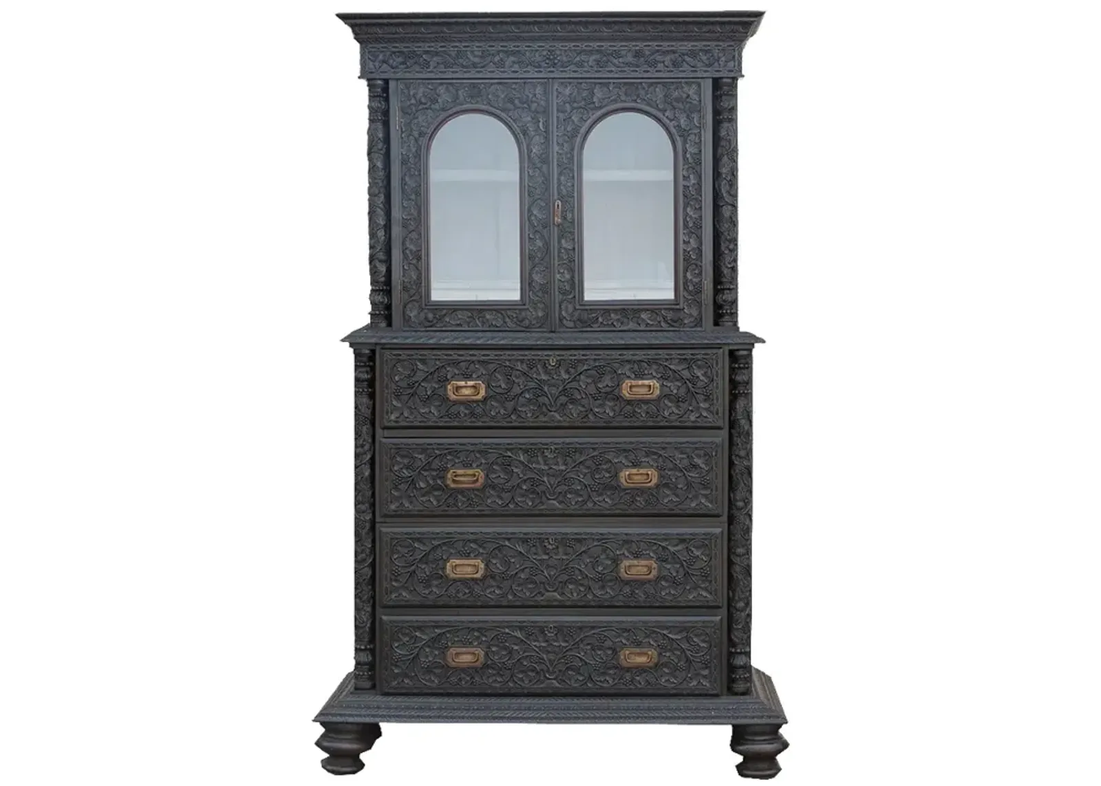 Antique Anglo-Indian Secretary Cabinet - de-cor - black