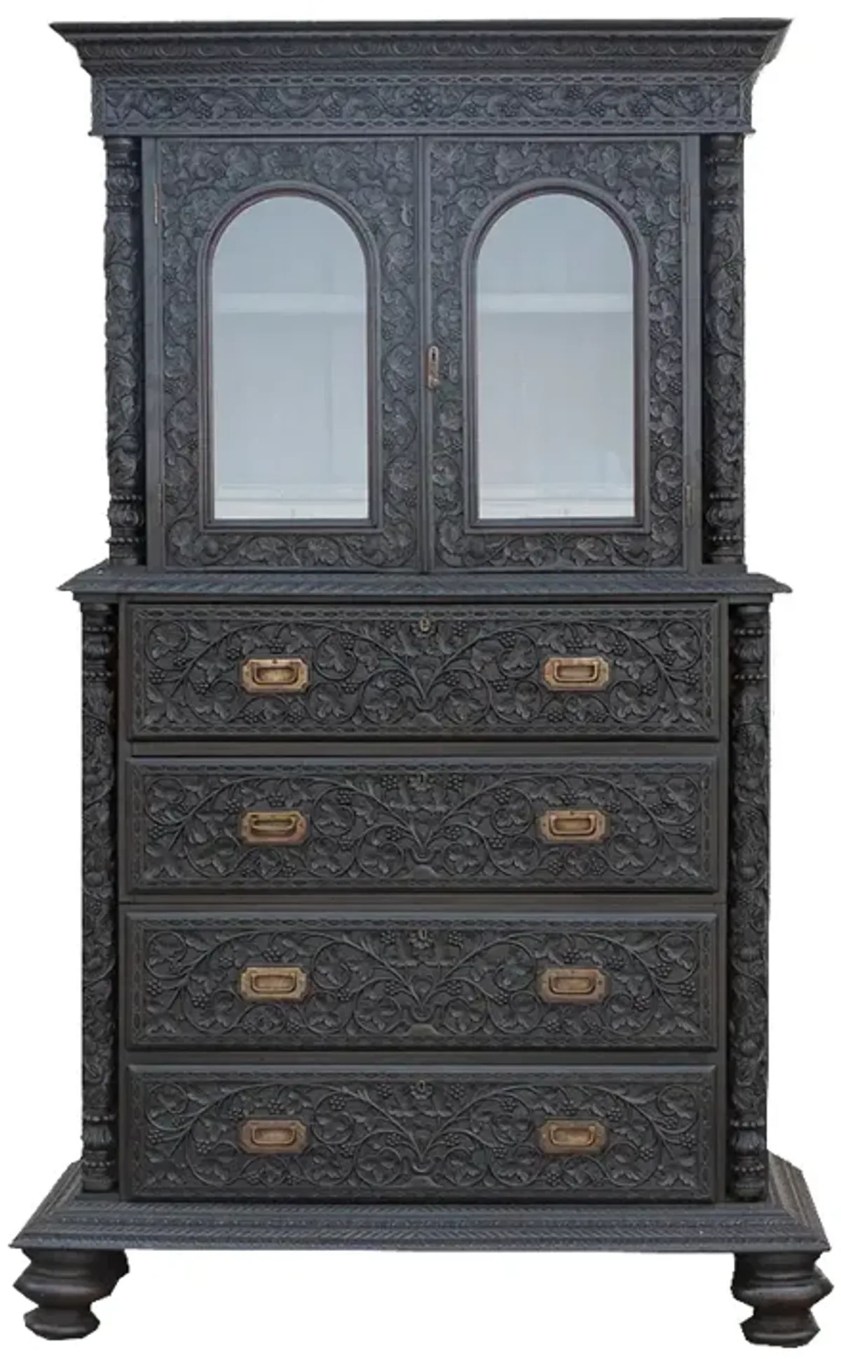 Antique Anglo-Indian Secretary Cabinet - de-cor - black