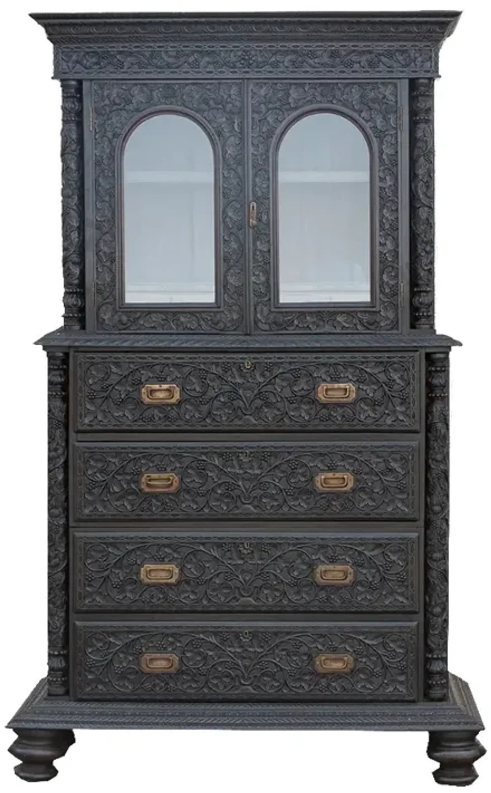 Antique Anglo-Indian Secretary Cabinet - de-cor - black