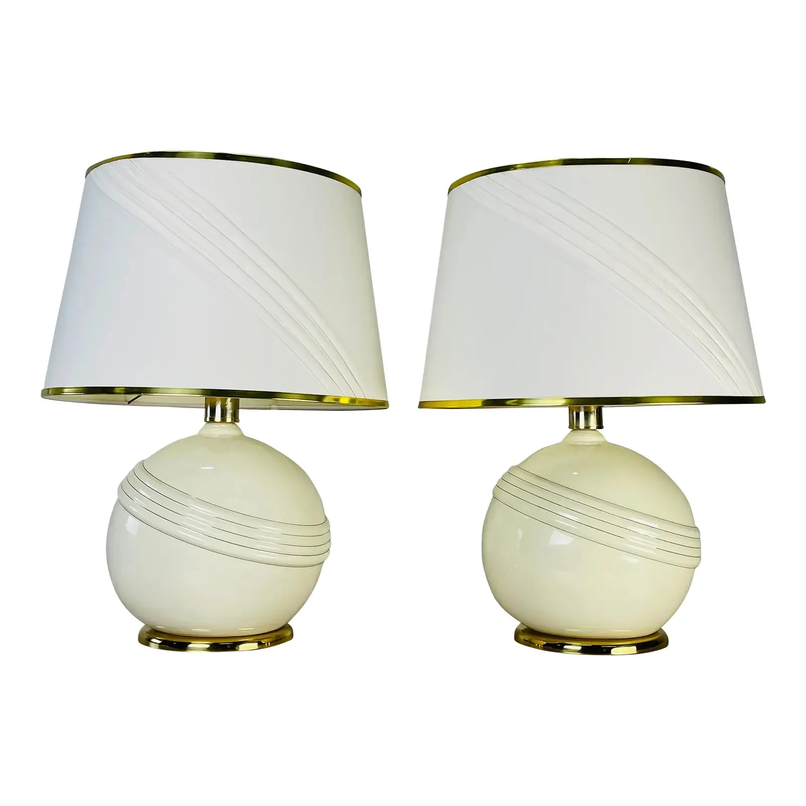 Cream & Gold Round Table Lamps - Set of 2 - 2-b-Modern