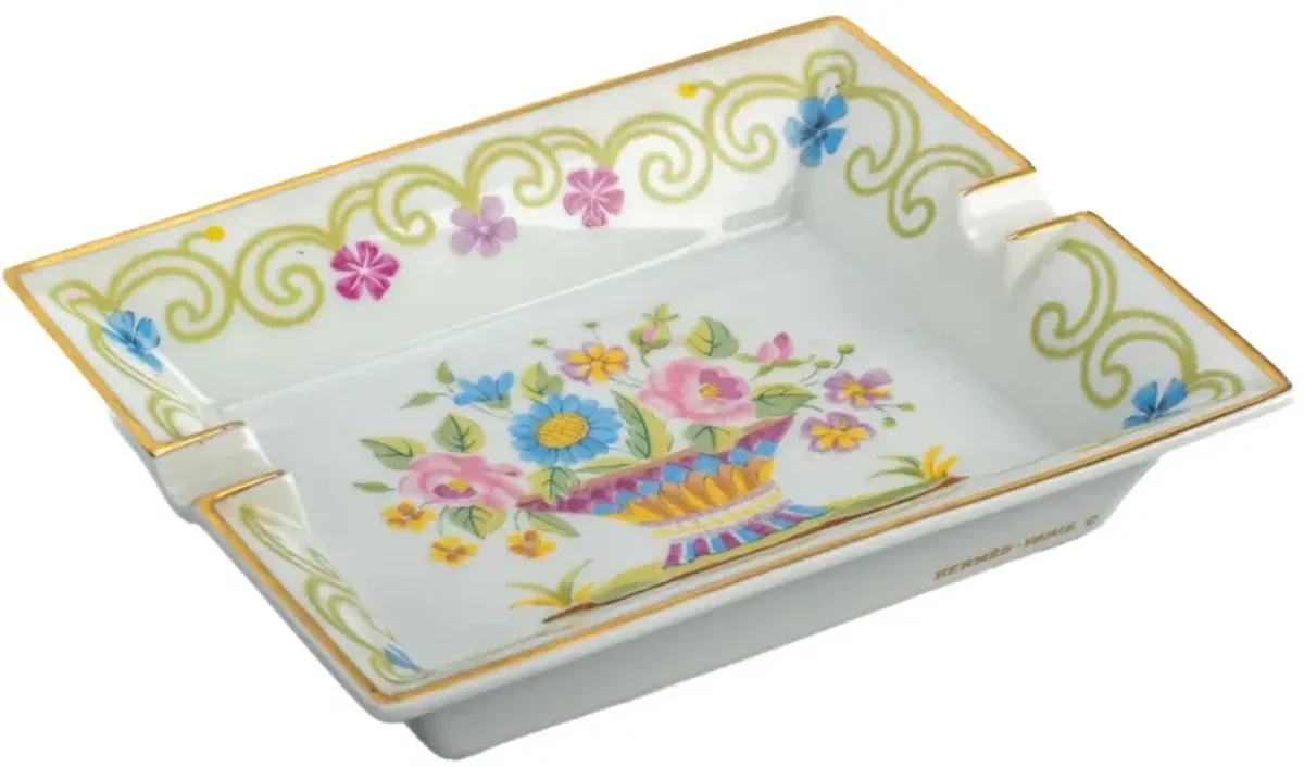 Hermes Flowerpot Porcelain Ashtray - Vintage Lux - white