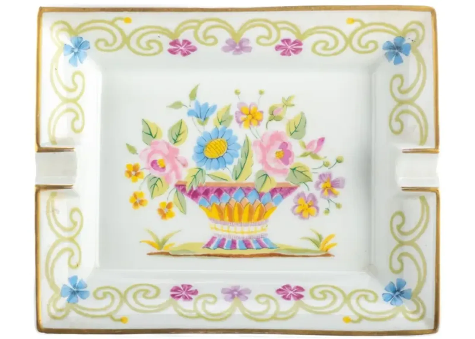 Hermes Flowerpot Porcelain Ashtray - Vintage Lux - white