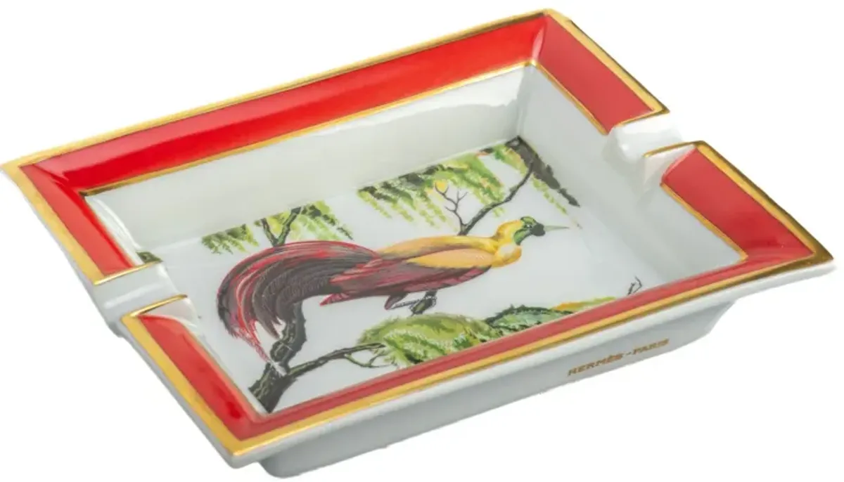 Hermes Red Bird Porcelain Ashtray - Vintage Lux