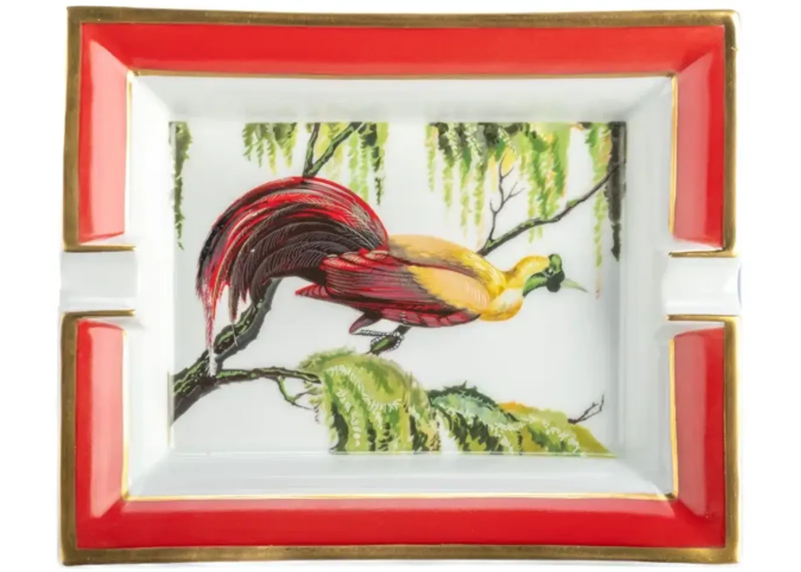 Hermes Red Bird Porcelain Ashtray - Vintage Lux