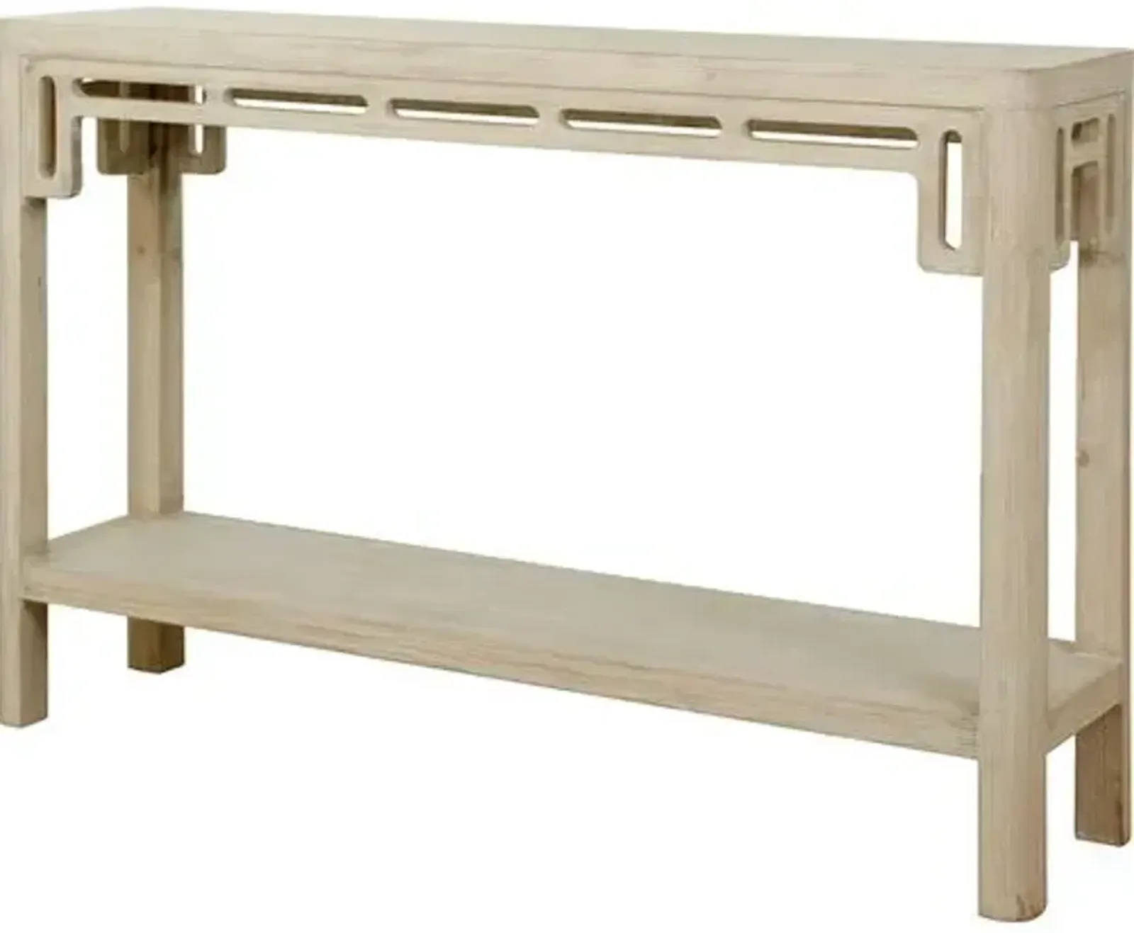 Brianne 47" Console Table - Weathered Whitewash - Handcrafted - Beige