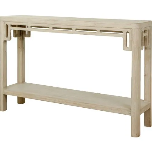 Brianne 47" Console Table - Weathered Whitewash - Handcrafted - Beige