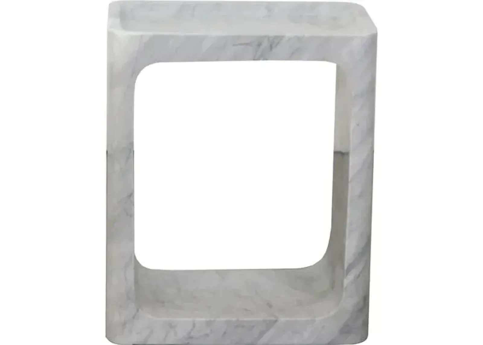 Adele Marble Side Table - White - Handcrafted