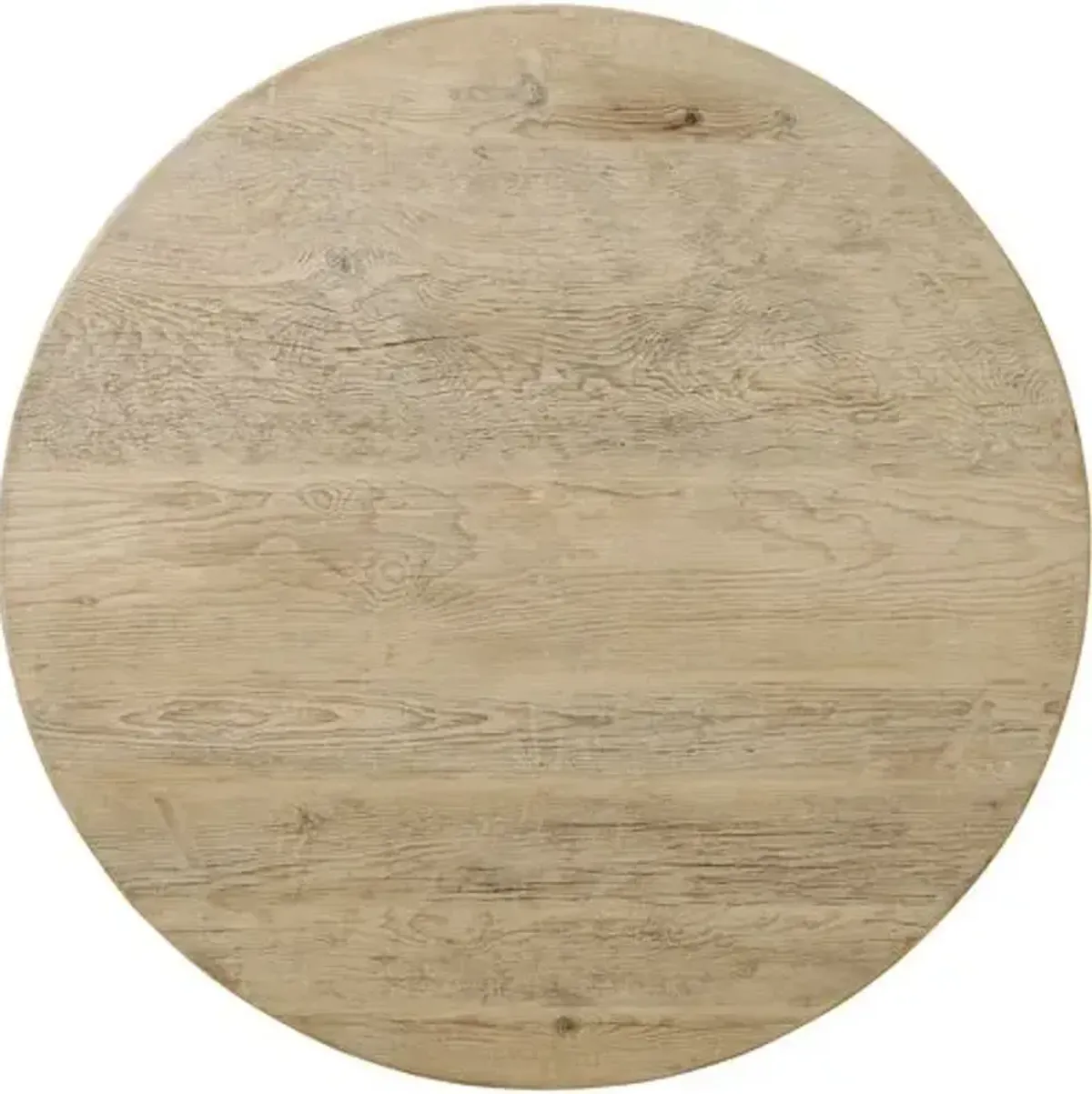 Moses 47" Round Coffee Table - Weathered Whitewash - Handcrafted - Beige