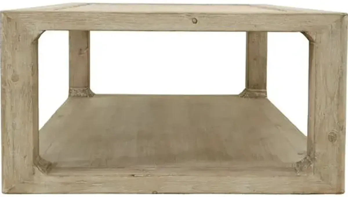 Anita Coffee Table - Weathered Whitewash - Handcrafted - Beige