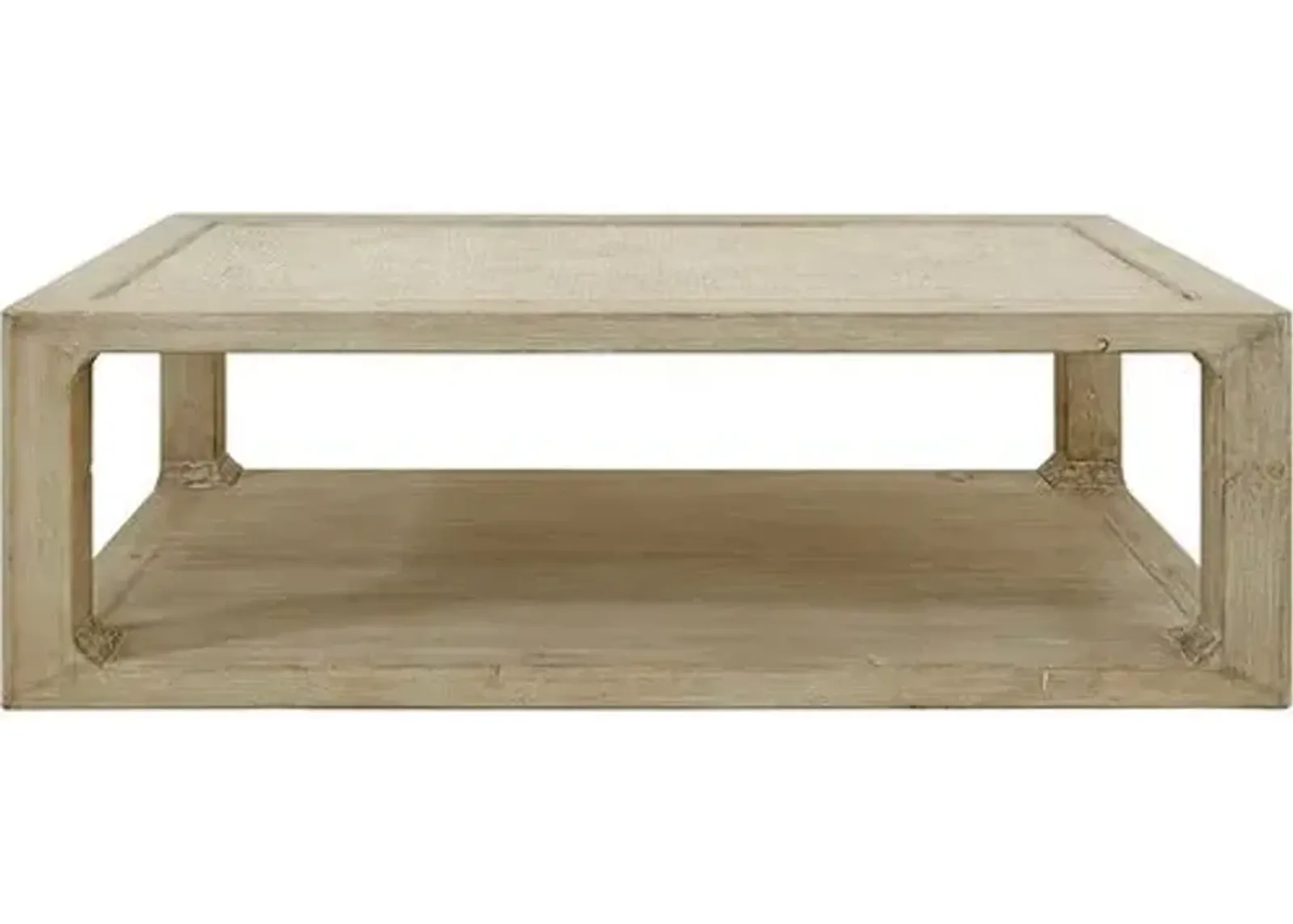 Anita Coffee Table - Weathered Whitewash - Handcrafted - Beige