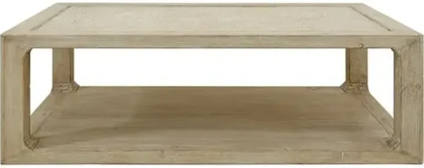 Anita Coffee Table - Weathered Whitewash - Handcrafted - Beige
