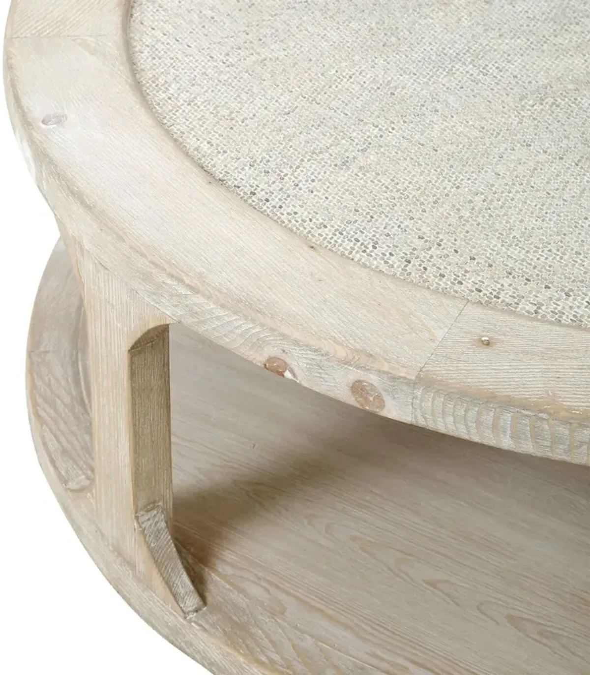 Anita 50" Round Coffee Table, Weathered Whitewash