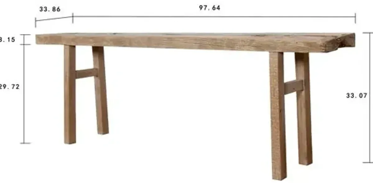 Lorelle 91" Console Table - Weathered Natural - Handcrafted - Brown