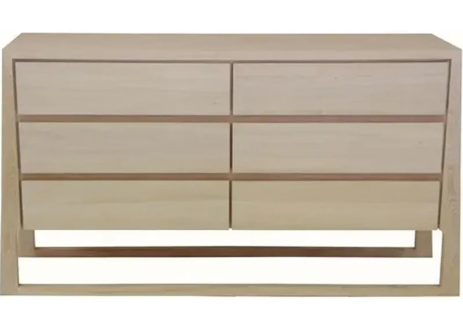 Renee 6-Drawer Dresser - Whitewash Pine - Handcrafted - Beige