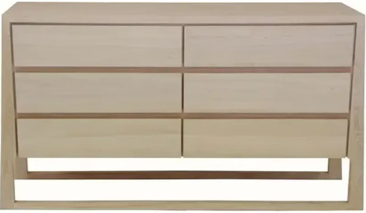 Renee 6-Drawer Dresser - Whitewash Pine - Handcrafted - Beige