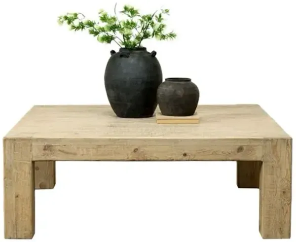 Brianne Square Coffee Table - Natural - Handcrafted - Brown