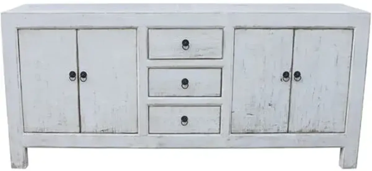 Octavia 78" Buffet - Antique Whitewash - Handcrafted