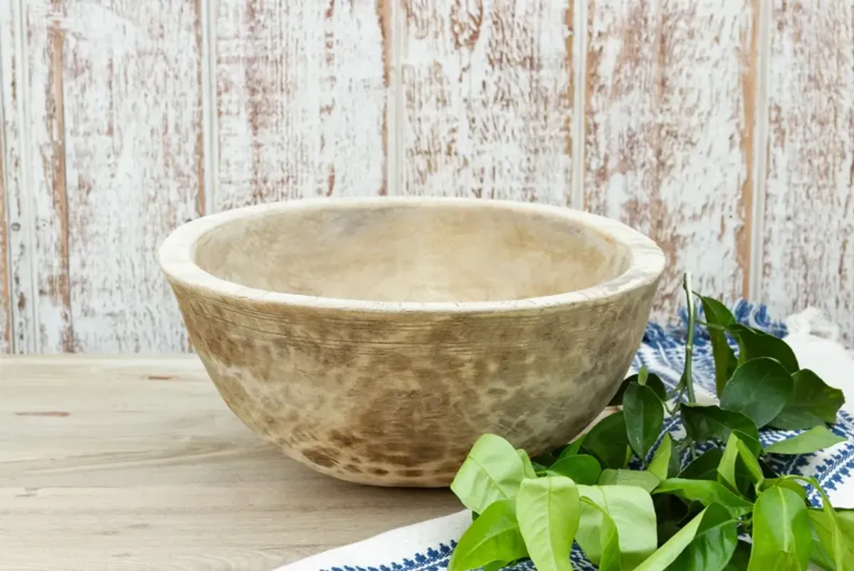 Farmhouse Rounded African Dough Bowl - de-cor - Brown