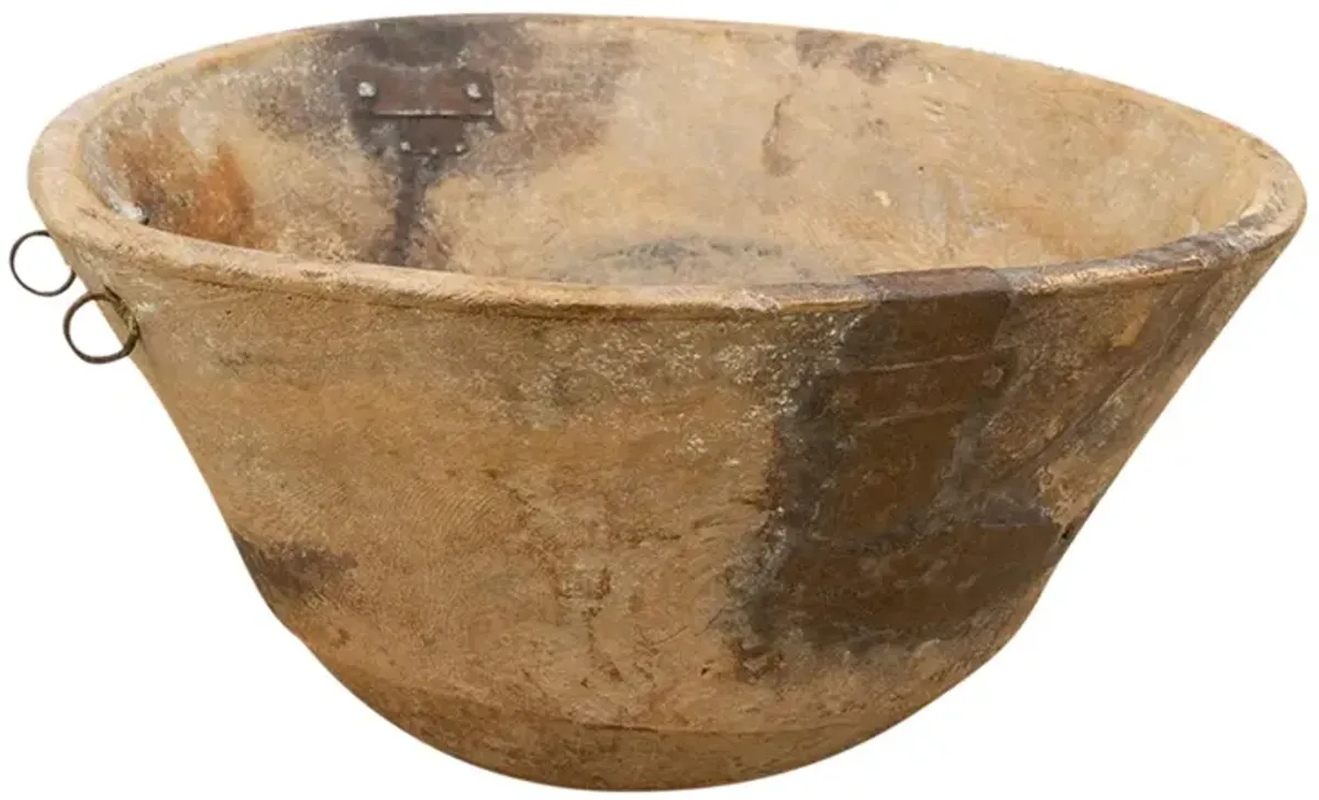 Antique African Dough Bowl with Handles - de-cor - Brown