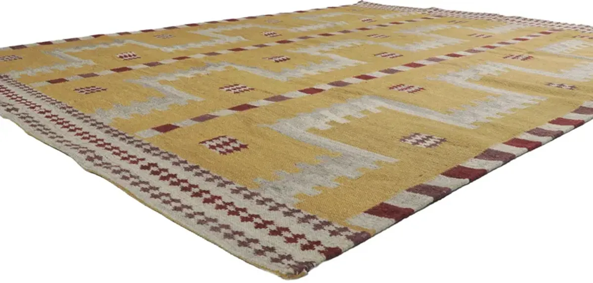 Swedish Inspired Kilim Rug - 9'00 x 11'06 - Esmaili Rugs & Antiques - Yellow - Yellow