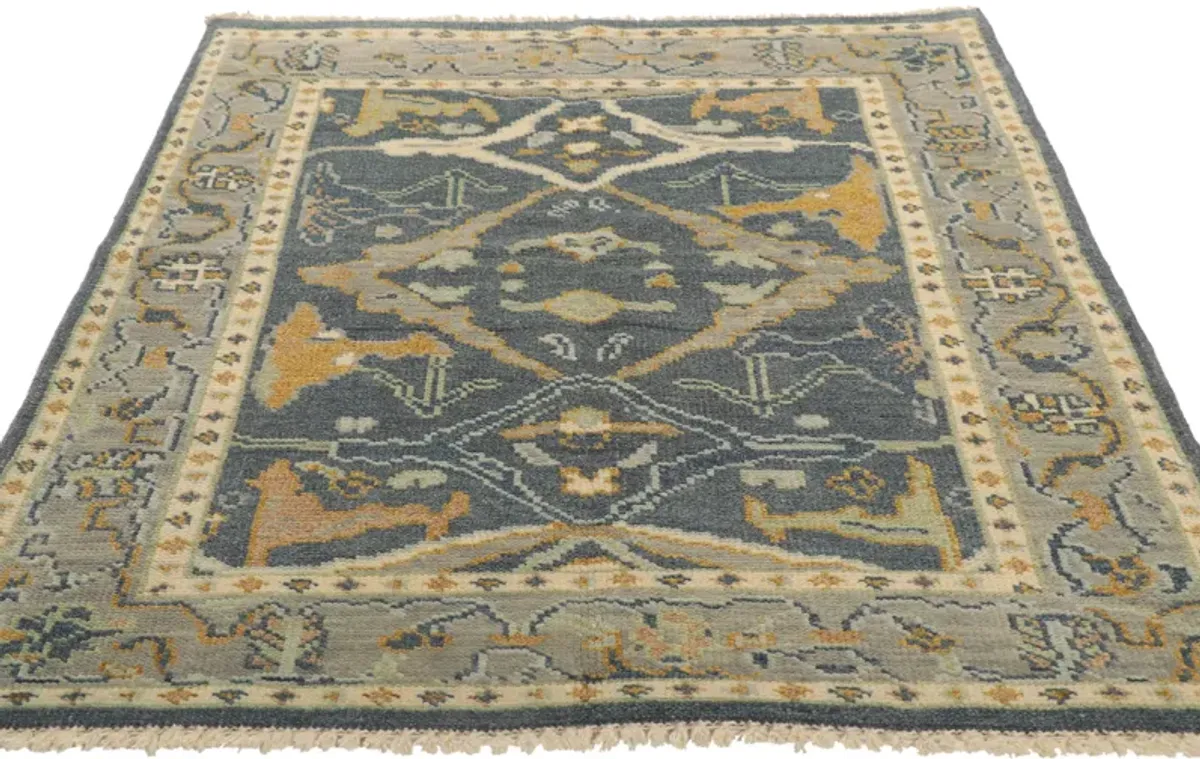 Oushak Style Rug - 4'01 x 5'10 - Esmaili Rugs & Antiques - Blue - Blue