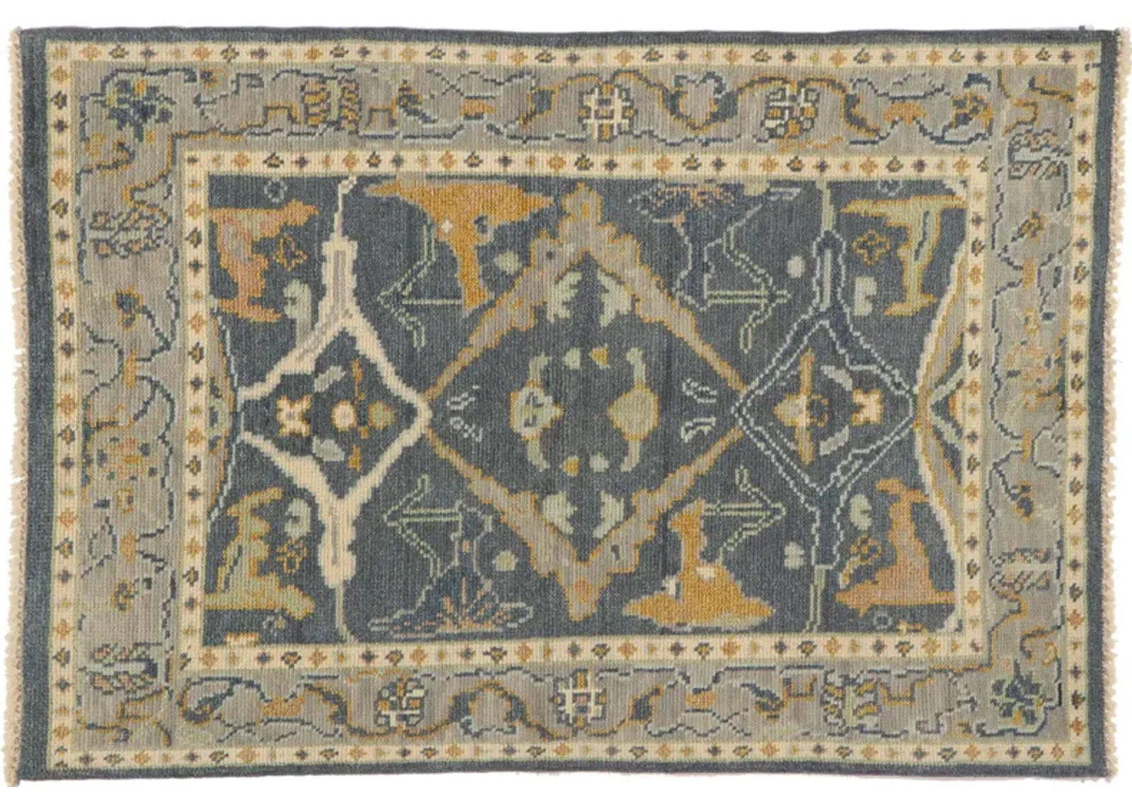 Oushak Style Rug - 4'01 x 5'10 - Esmaili Rugs & Antiques - Blue - Blue