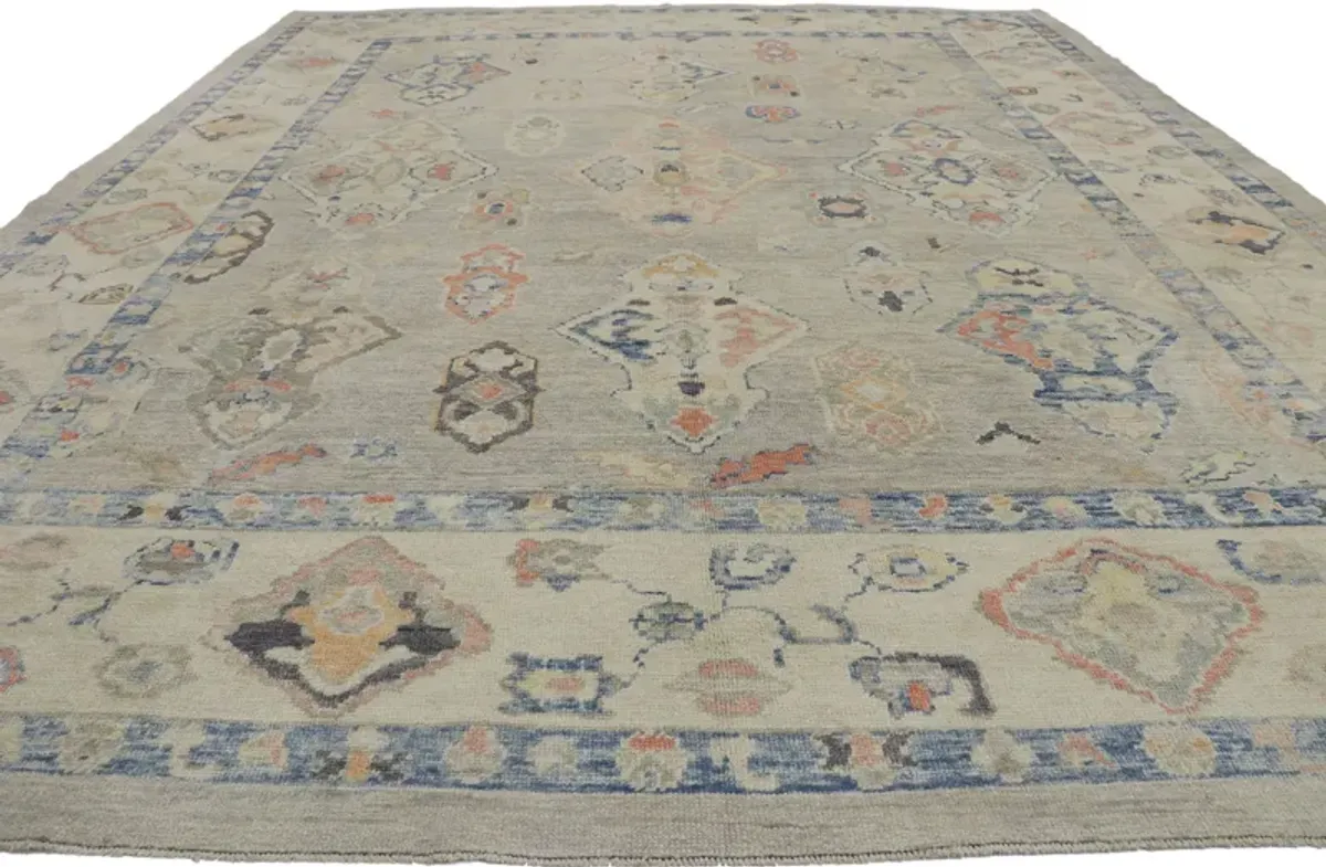 Gray Turkish Oushak Rug - 11'09 x 15'00 - Esmaili Rugs & Antiques - Blue - Blue