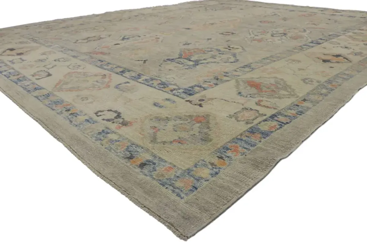 Gray Turkish Oushak Rug - 11'09 x 15'00 - Esmaili Rugs & Antiques - Blue - Blue