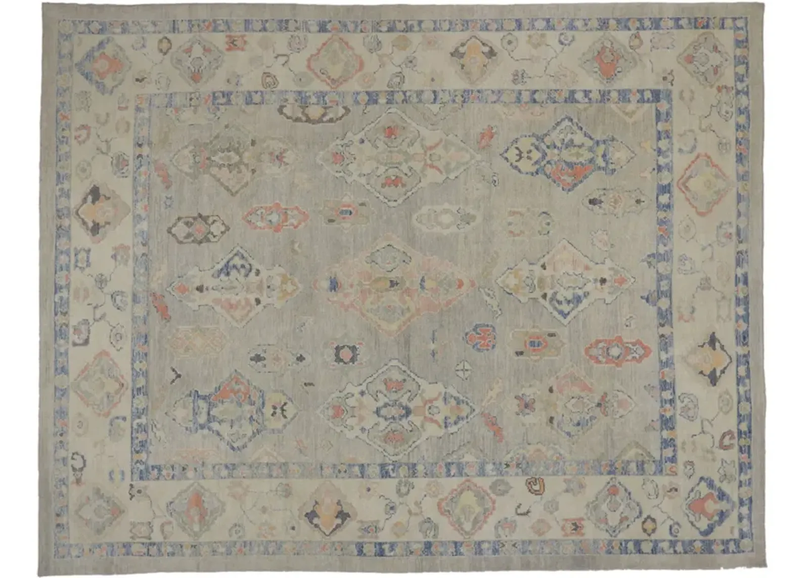 Gray Turkish Oushak Rug - 11'09 x 15'00 - Esmaili Rugs & Antiques - Blue - Blue