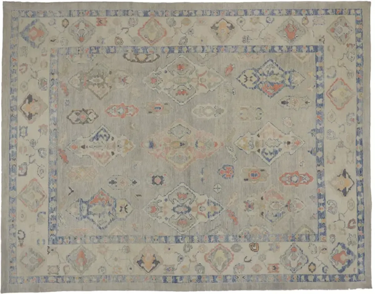 Gray Turkish Oushak Rug - 11'09 x 15'00 - Esmaili Rugs & Antiques - Blue - Blue